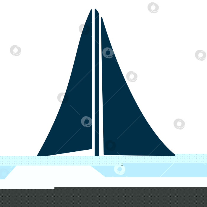 Скачать Яхты, парусники, чайки. Черный силуэт на белом фоне. фотосток Ozero