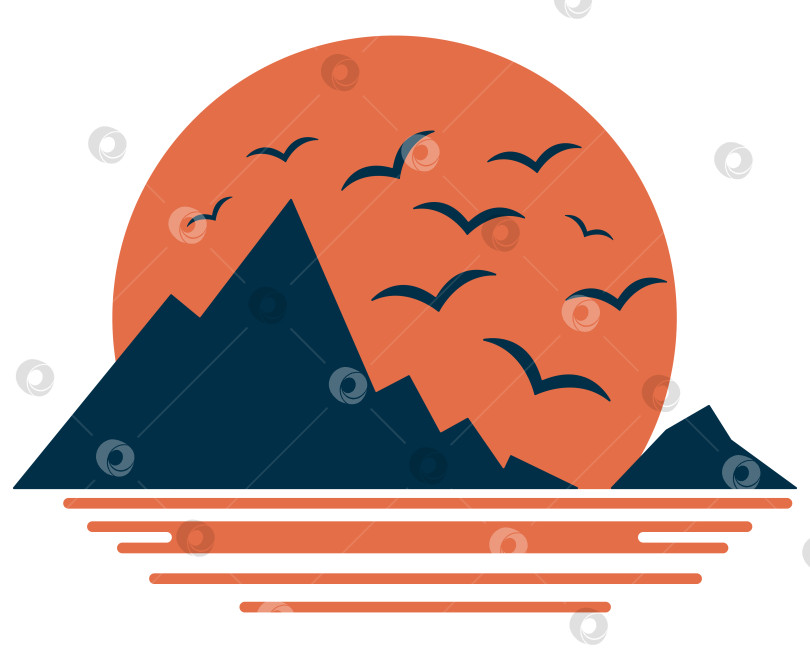 Скачать Горная вершина с озером. Закат. фотосток Ozero