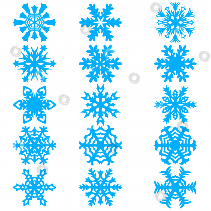 Скачать Установить иконки снежинок на белом фоне, векторная иллюстрация фотосток Ozero