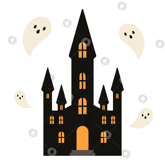 Скачать Замок с привидениями, изолированный на белом фоне фотосток Ozero