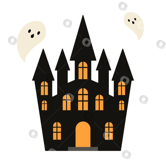 Скачать Замок с привидениями, изолированный на белом фоне фотосток Ozero