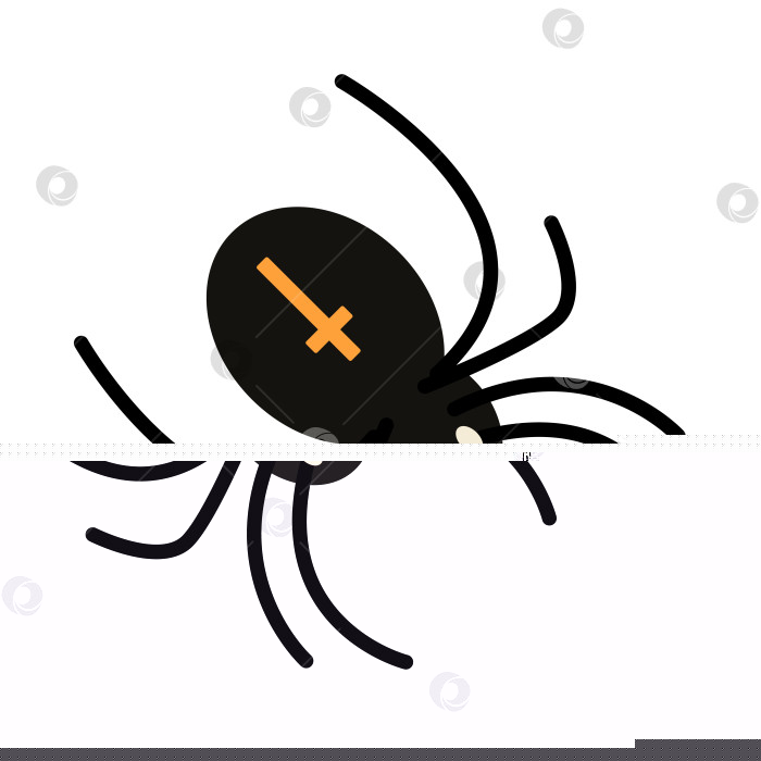 Скачать Черный силуэт паука для дизайна Хэллоуина, выделенный на белом фоне. фотосток Ozero