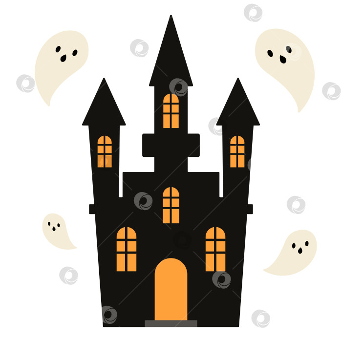 Скачать Замок с привидениями, изолированный на белом фоне фотосток Ozero