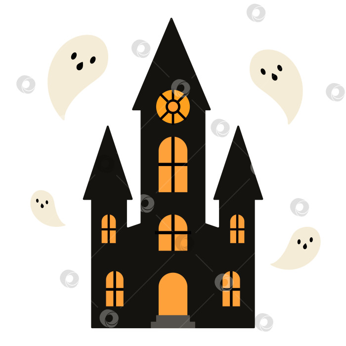 Скачать Замок с привидениями, изолированный на белом фоне фотосток Ozero