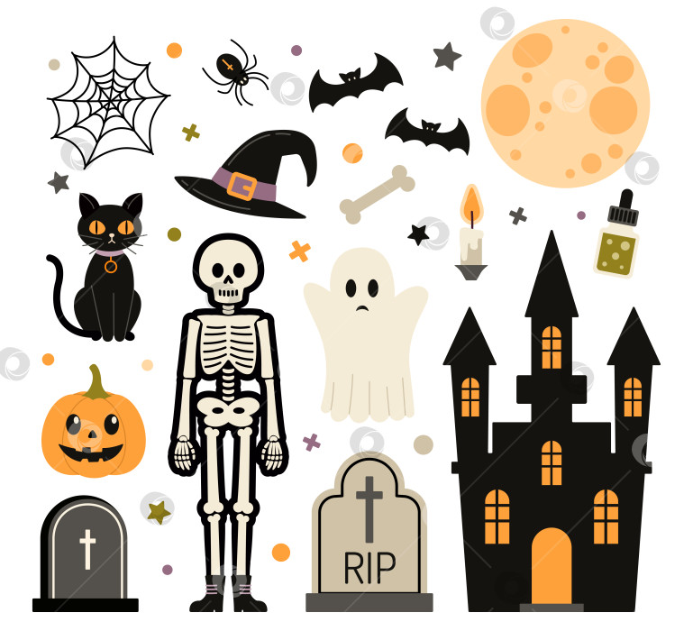 Скачать Набор символов Хэллоуина, выделенных на белом фоне фотосток Ozero
