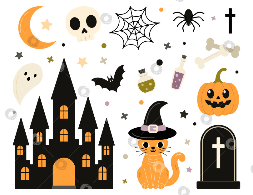 Скачать Набор символов Хэллоуина, выделенных на белом фоне фотосток Ozero