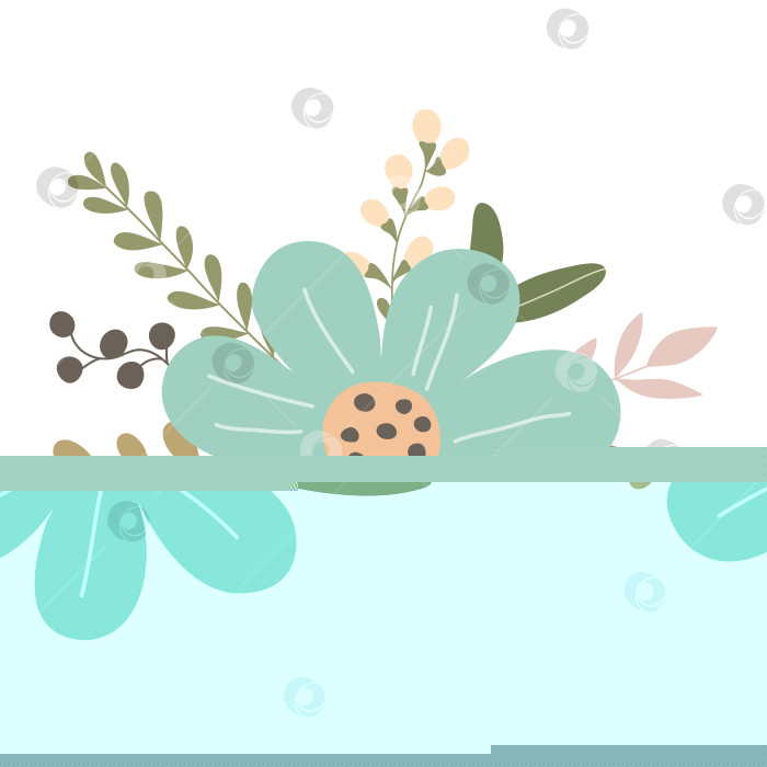 Скачать Нарисованная от руки ветка с цветами и листьями, выделенными на белом фоне фотосток Ozero