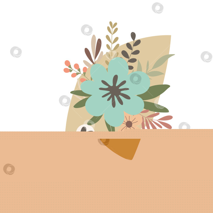 Скачать Нарисованный вручную букет с цветами и листьями, выделенными на белом фоне фотосток Ozero