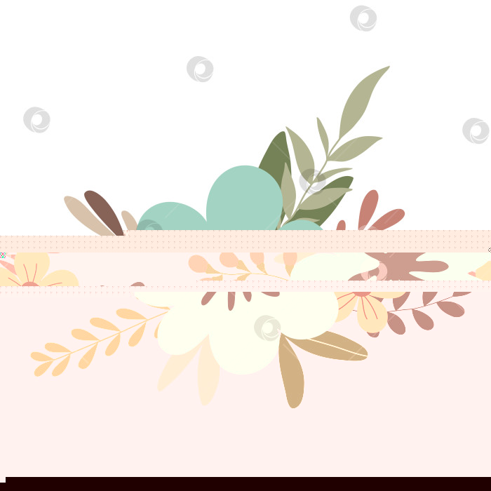 Скачать Нарисованная от руки ветка с цветами и листьями, выделенными на белом фоне фотосток Ozero