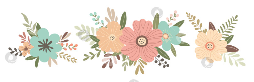 Скачать Набор цветочных букетов, выделенных на белом фоне фотосток Ozero