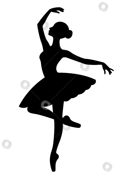 Скачать Силуэт танцовщицы балета выделен на белом фоне фотосток Ozero