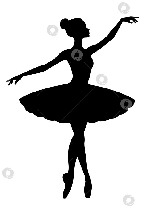 Скачать Силуэт танцовщицы балета выделен на белом фоне фотосток Ozero