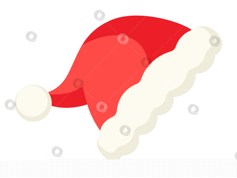 Скачать Рождество, шляпа Санта-Клауса, выделенная на белом фоне. Милый плоский стиль, векторная иллюстрация фотосток Ozero