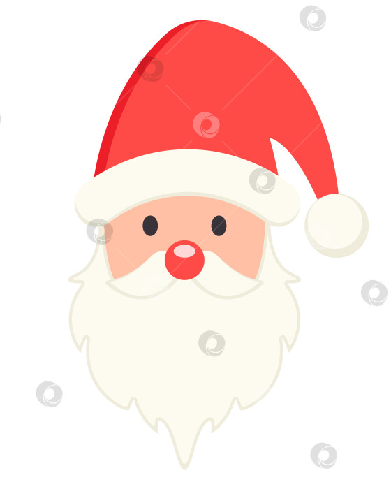Скачать Рождество, голова Санта-Клауса, выделенная на белом фоне. Милый плоский стиль, векторная иллюстрация фотосток Ozero