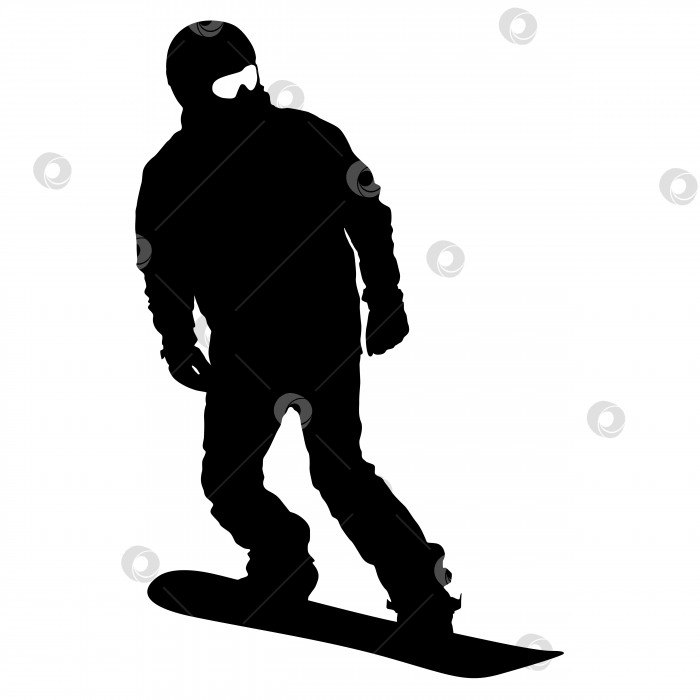 Скачать Черные силуэты сноубордистов на белом фоне. Векторная иллюстрация фотосток Ozero