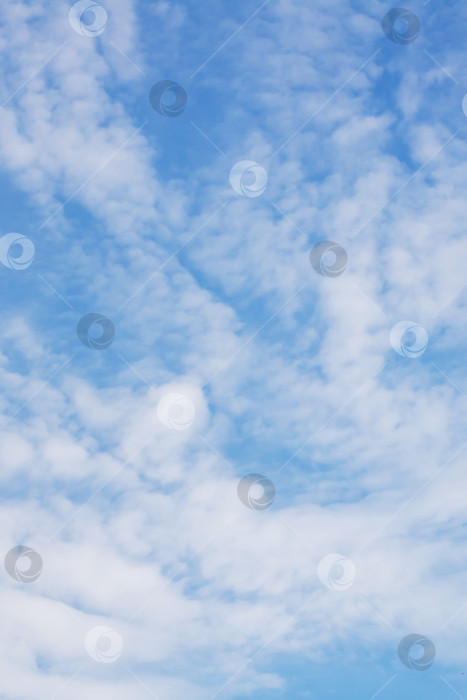Скачать Бескрайнее голубое небо, украшенное плывущими по нему пушистыми белыми облаками фотосток Ozero