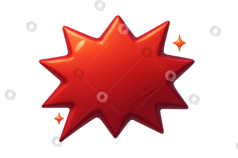 Скачать Речевой пузырь в форме красной звезды на прозрачном фоне, изолированный фотосток Ozero
