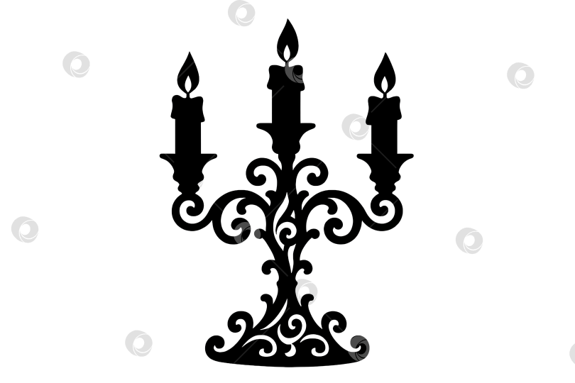Скачать Изолированный готический силуэт канделябра, тема Хэллоуина, идеально подходит для создания жуткого фона фотосток Ozero
