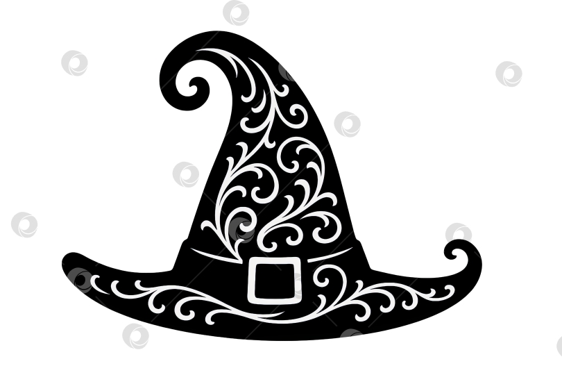 Скачать Шляпа ведьмы на Хэллоуин с витиеватым рисунком, выделенная на прозрачном фоне фотосток Ozero