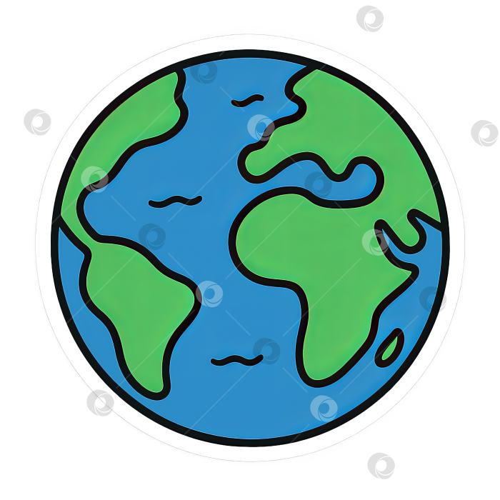 Скачать Иллюстрация земного шара в стиле анимированной иллюстрации с голубыми океанами и зелеными континентами. Изолированные изображения на прозрачном фоне фотосток Ozero