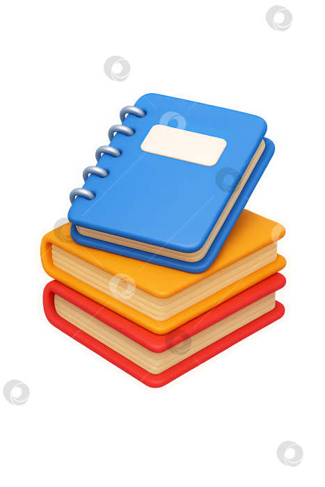 Скачать Стопка разноцветных тетрадей "Назад в школу", выделенных прозрачным фоном фотосток Ozero