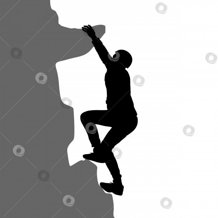Скачать Черный силуэт скалолаза на белом фоне фотосток Ozero