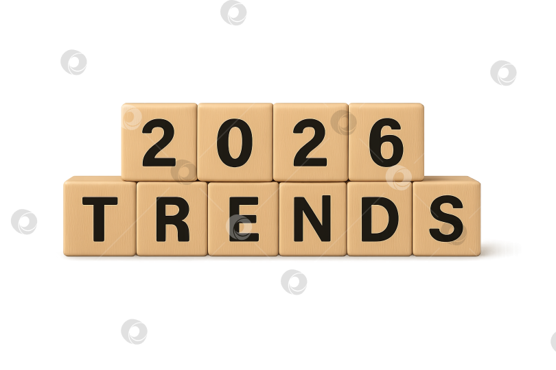 Скачать Тренды 2026 года - деревянные блоки на изолированном прозрачном фоне фотосток Ozero
