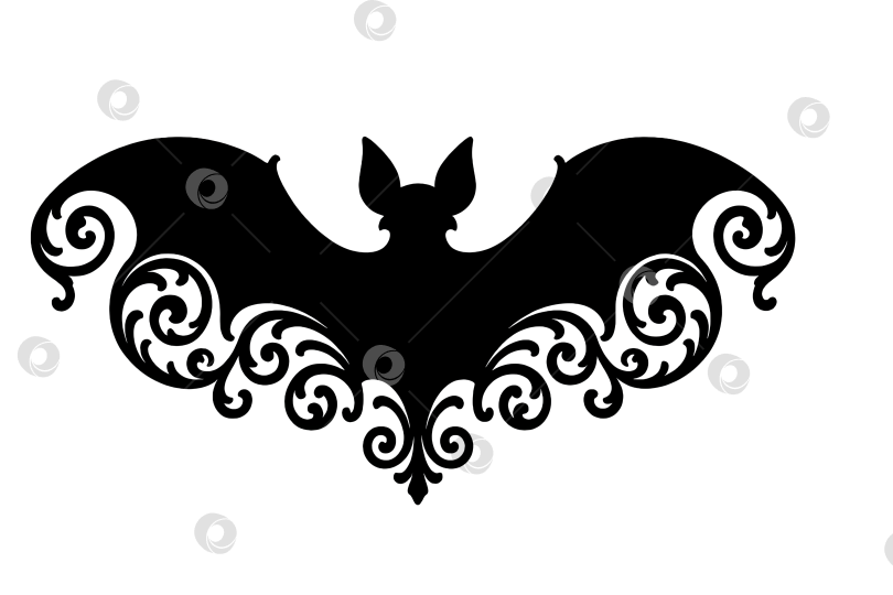 Скачать Силуэт летучей мыши на Хэллоуин с элементами готического дизайна, выделенный на прозрачном фоне фотосток Ozero