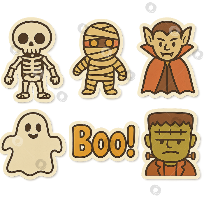 Скачать Анимированная иллюстрация Хэллоуина, набор символов, выделенных на прозрачном фоне фотосток Ozero