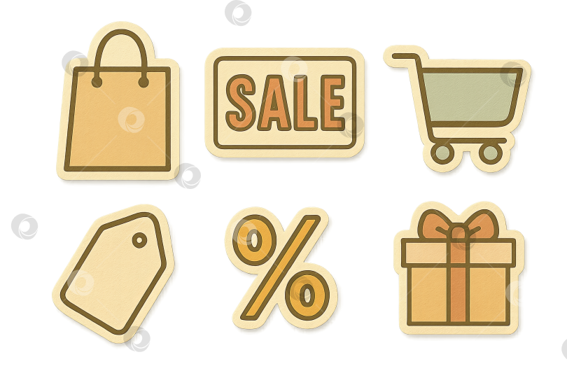 Скачать Значки распродаж в черную пятницу с корзиной покупок и подарочной коробкой, выделенные на белом фоне фотосток Ozero