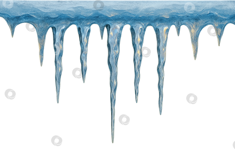 Скачать Сосульки, свисающие с крыши, выделяются на прозрачном фоне, зимняя тематика фотосток Ozero