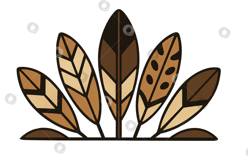 Скачать Иллюстрация из перьев в коричневых тонах на прозрачном фоне, День коренных народов фотосток Ozero