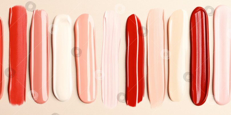 Скачать Текстура губной помады размазывается различными цветами для создания фона косметики фотосток Ozero