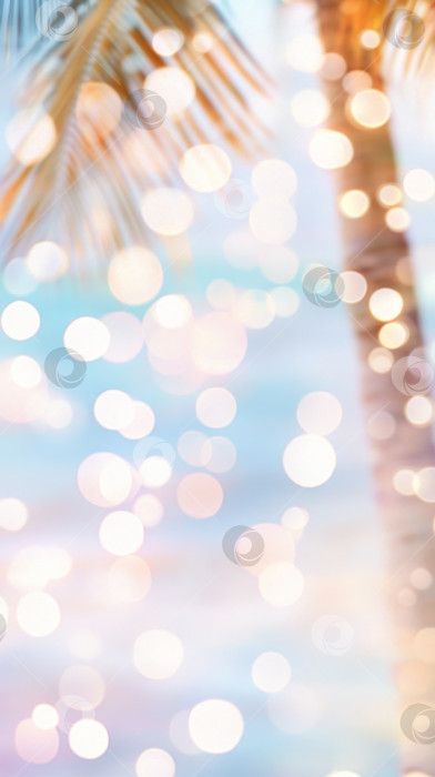 Скачать Листья пальмы с подсветкой в виде боке, идеально подходящие для фона тропического праздника фотосток Ozero