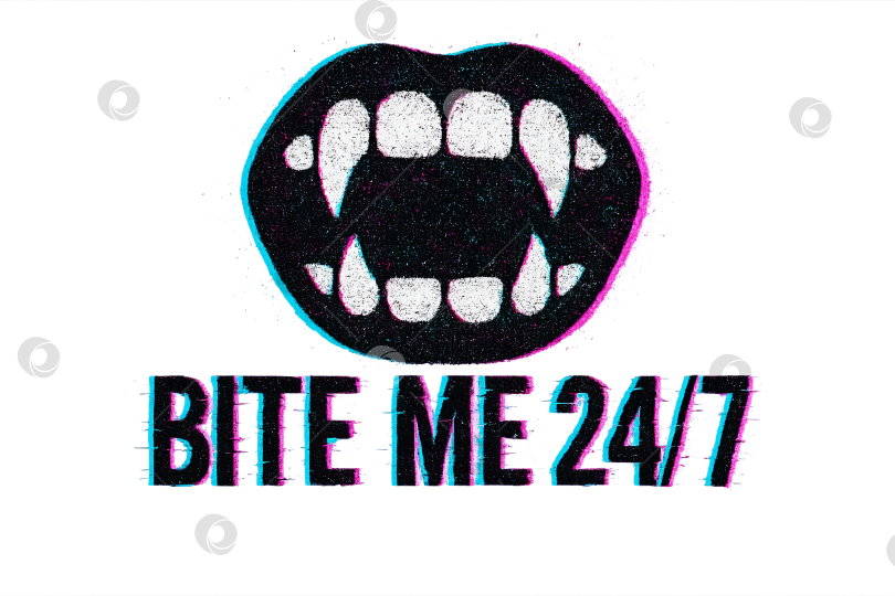 Скачать Текст в стиле готического гранжа на Хэллоуин с вампирским ртом и клыками, изолированный png фотосток Ozero
