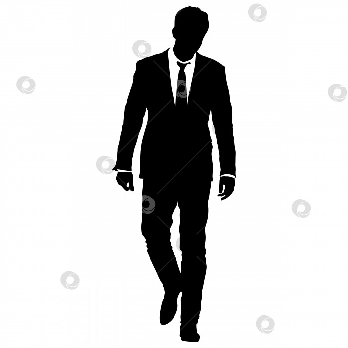 Скачать Силуэт мужчины-бизнесмена в костюме с галстуком на белом фоне. Векторная иллюстрация фотосток Ozero