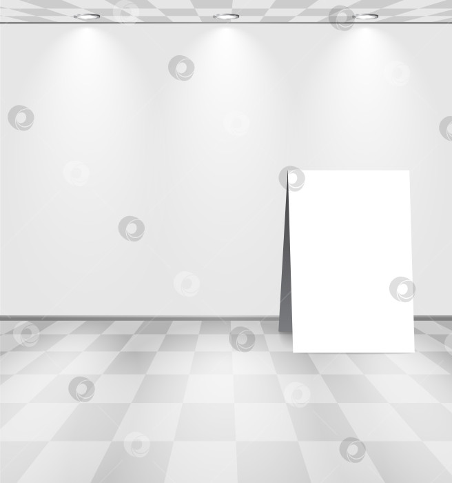 Скачать Белая комната с рекламным стендом фотосток Ozero