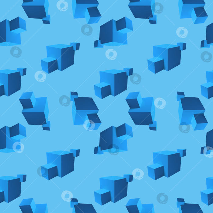 Скачать Абстрактный бесшовный узор с накладывающимися друг на друга синими кубиками фотосток Ozero