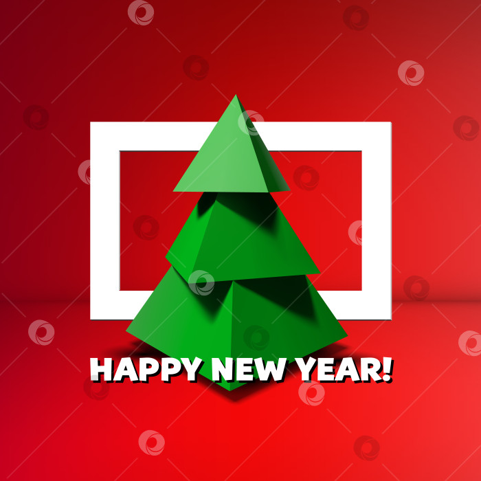 Скачать Низкополигональная рождественская елка с рамой фотосток Ozero