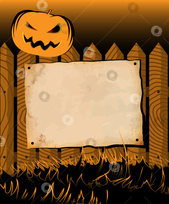 Скачать Рамка для Хэллоуина с плакатом и тыквой фотосток Ozero