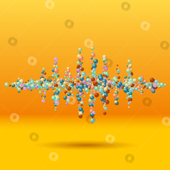 Скачать Форма звукового сигнала, состоящая из разбросанных шариков фотосток Ozero