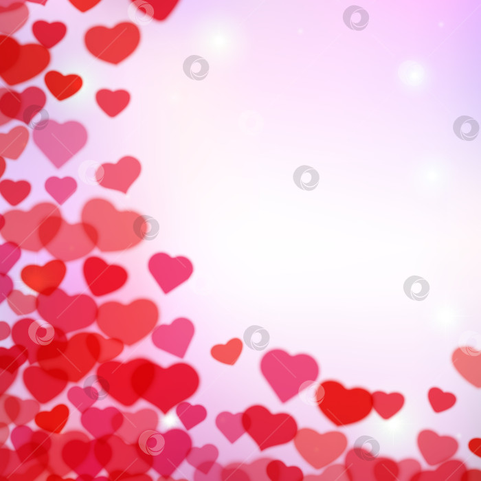 Скачать Фон на День Святого Валентина с разбросанными размытыми нежными сердечками фотосток Ozero
