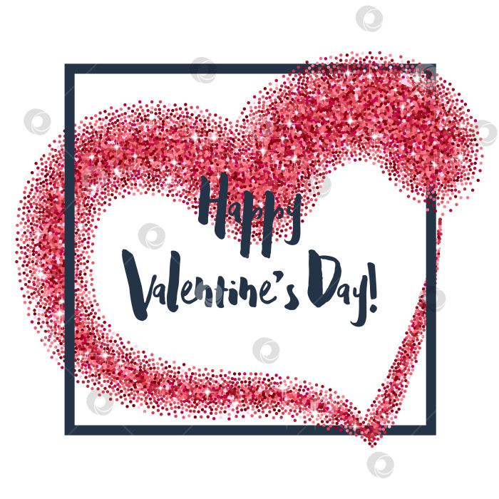 Скачать Квадратная рамка с блестящим сердечком на День Святого Валентина фотосток Ozero