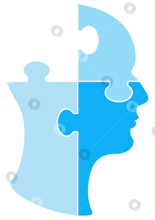 Скачать Голова из синих пазлов фотосток Ozero