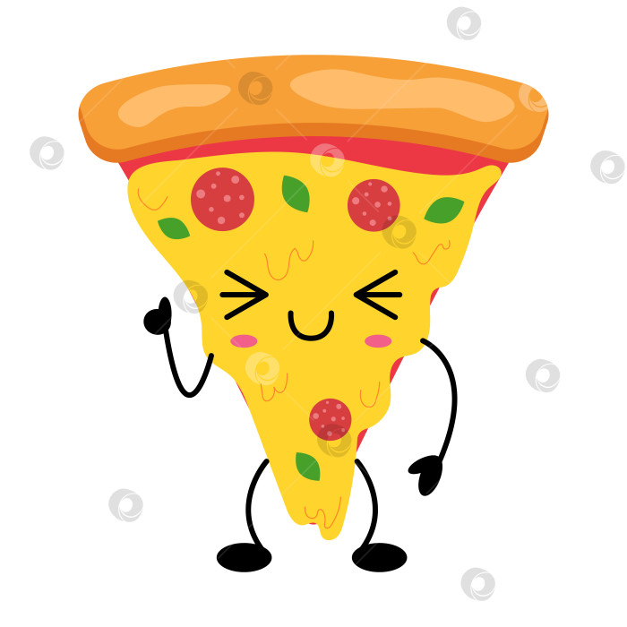 Скачать Забавный кавайный персонаж из мультфильма "Кусочек пиццы" фотосток Ozero