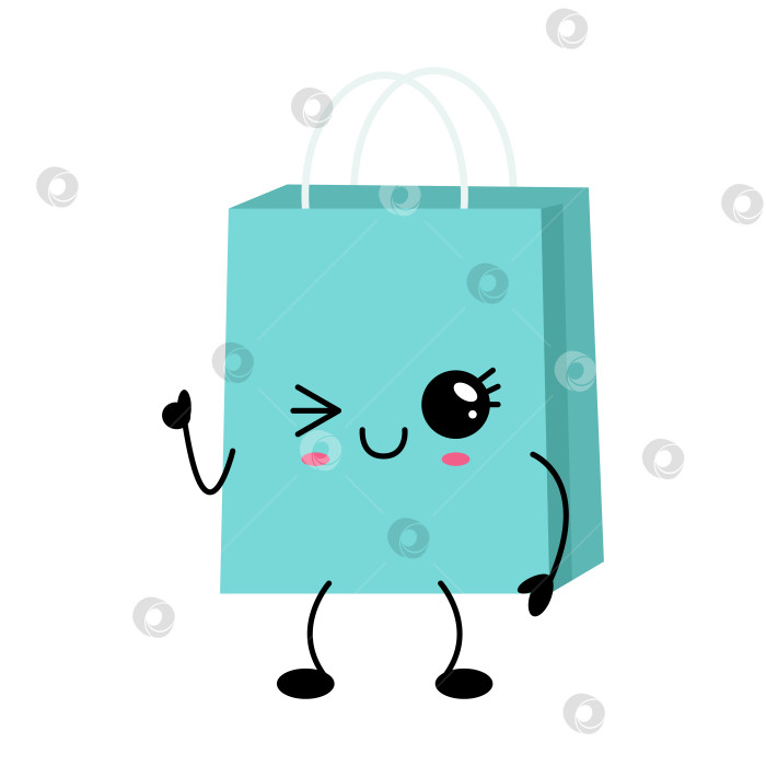 Скачать Симпатичная кавайная иллюстрация персонажа из хозяйственной сумки с подмигивающим лицом фотосток Ozero