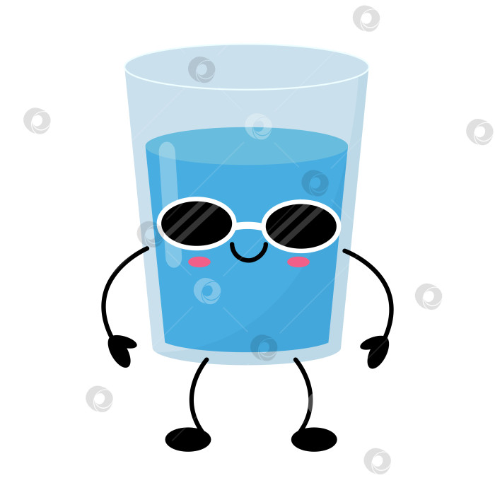 Скачать Забавный кавайный стакан воды в солнцезащитных очках фотосток Ozero
