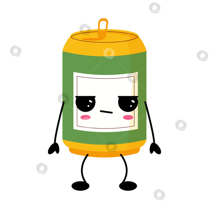 Скачать Персонаж мультяшной иллюстрации из кавайной банки с газировкой фотосток Ozero