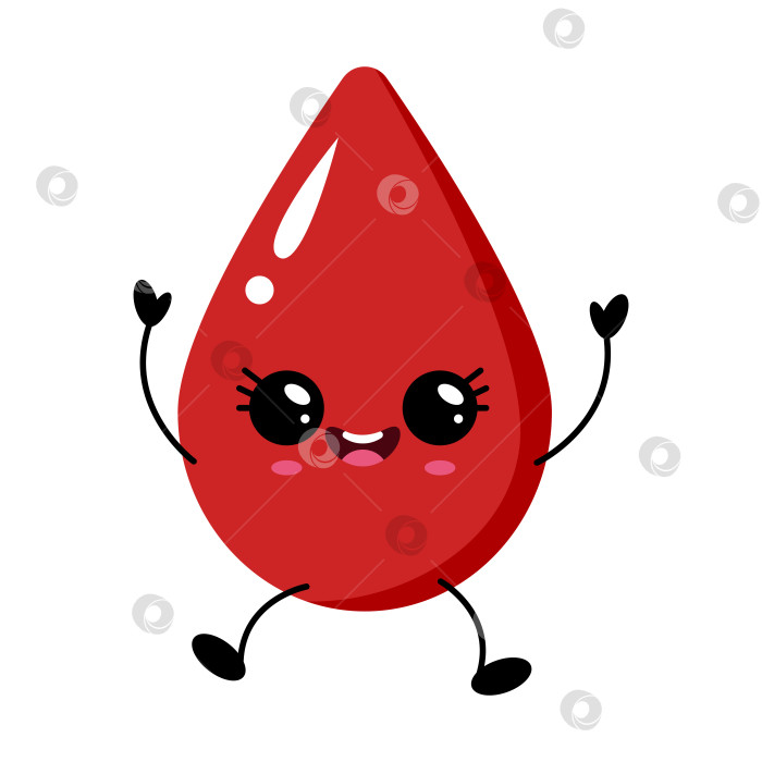 Скачать Счастливый кавайный персонаж из мультфильма "Капля крови" фотосток Ozero