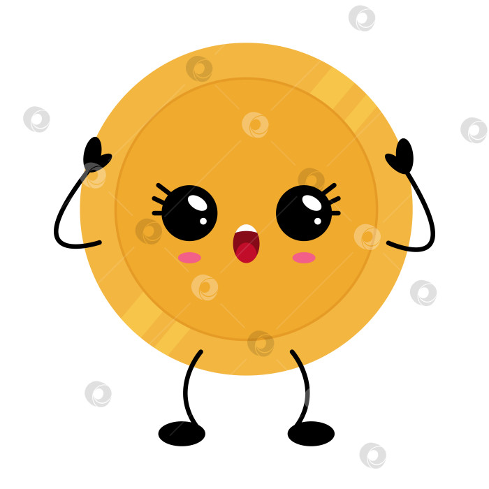 Скачать Дизайн мультяшного персонажа из золотой монеты Kawaii фотосток Ozero
